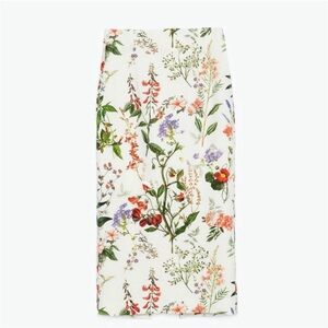 Zara Floral Print Midi Pencil Skirt NWOT Sz SMALL